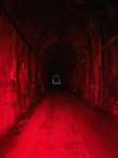 Looking back east, with the tunnel lit by my red rear light
